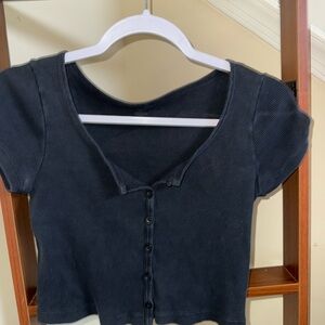 Brandy Melville Light Gray Ribbed Knit Top